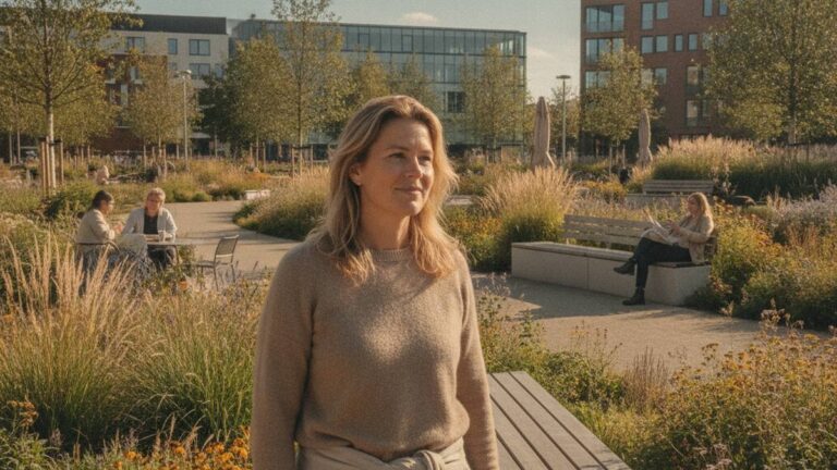 Herstelde vrouw geniet buiten na hulp bij letselschade in Eindhoven