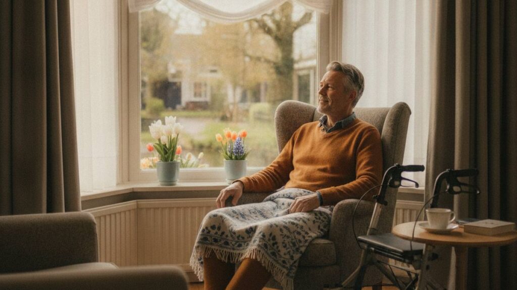Man werkt kalm aan zijn herstel en regelt zijn bekkenfractuur schadevergoeding