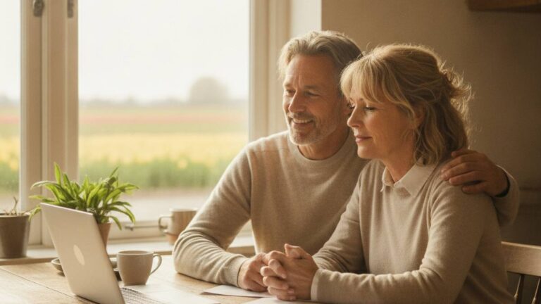 Reassured couple at the table after resolving a partial personal injury dispute