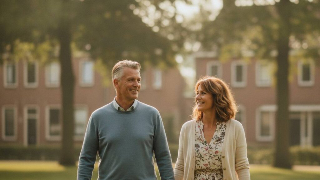 Herstelde mensen wandelen ontspannen door het park, letselschade advocaat Emmen zaak goed afgehandeld