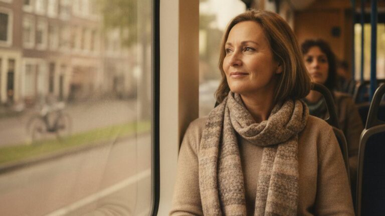 Herstelde reiziger rustig in de tram na het regelen van letselschade openbaar vervoer